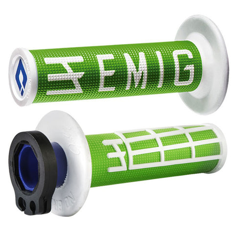 Punhos ODI Lock-On EMIG V2 4 Tempos Branco/ Verde