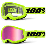 Óculos 100% STRATA 2 NEON YELLOW 2024 (com Lente espelhada: 40,90€)