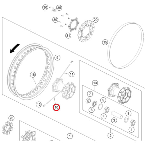 Raio de Roda Traseira Lado Cremalheira KTM 690 ENDURO 08-24 M5X217 -17G 18'' INOX