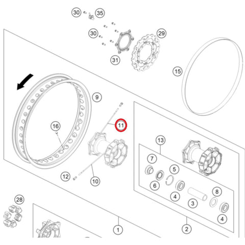 Raio de Roda Traseira Lado Travão KTM 690 ENDURO 08-24 M5X207-27G 18'' INOX