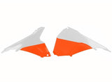 Tampas Caixa Filtro Ar (par) POLISPORT KTM EXC/EXC-F 14-16 Branco/Laranja