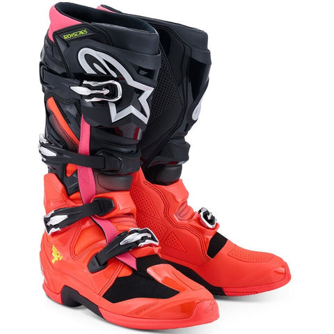 Botas ALPINESTARS TECH 7 Preto/Vermelho Flúor/Rosa Flúor 2026