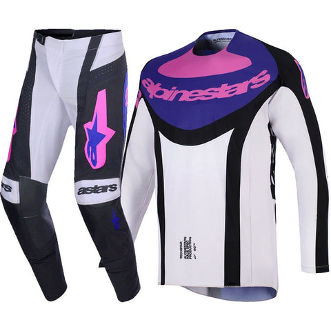 Conjunto ALPINESTARS TECHSTAR KNIF Preto/Cinza Claro/Roxo 1