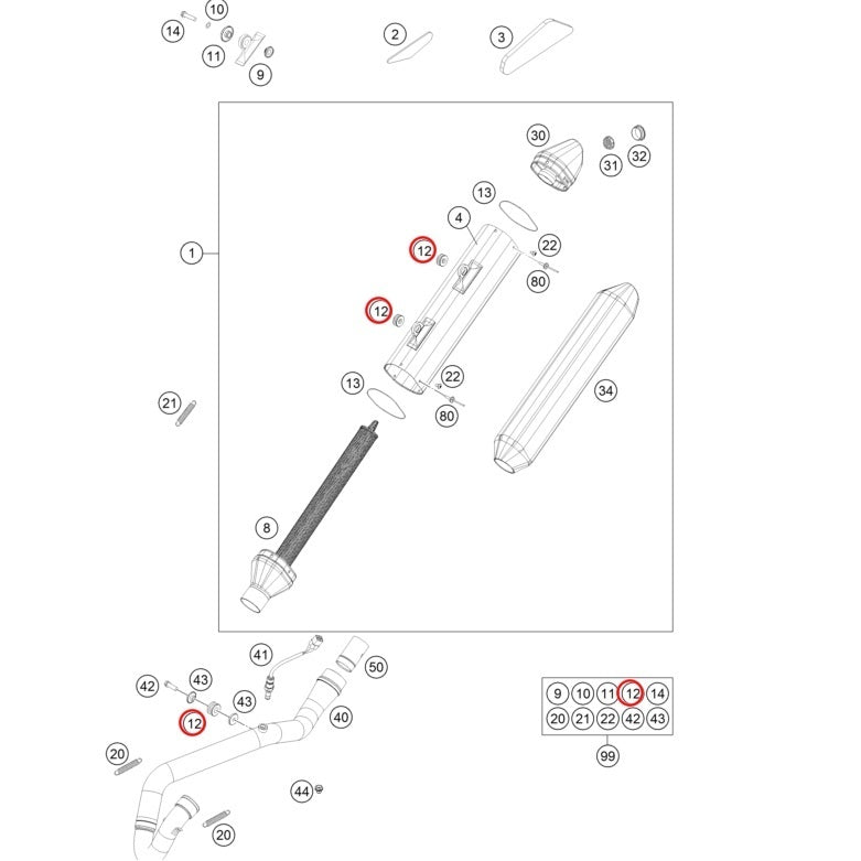 Borracha Sinobloco para Escape GAS GAS 2T e 4T 2021-2026