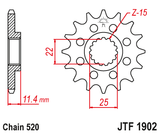 Pinhão de Ataque JT Borracha/Aço CF Moto 800 MT 22-26