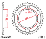 Cremalheira Aço JT para APRILIA TUAREG 350 WIND 88-90, TUAREG 600 88-92, PEGASO 90-93
