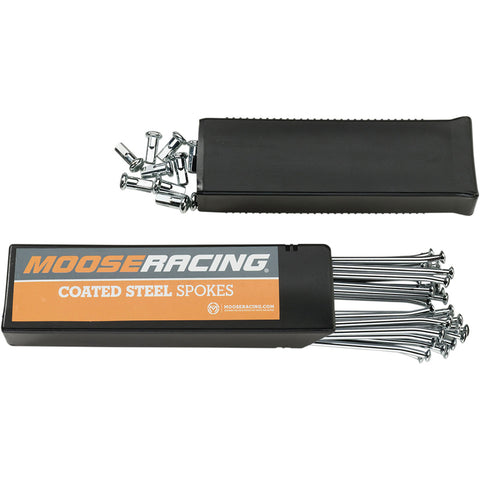 Jogo de Raios e Cabeças Aço Cromado MOOSE RACING para SUZUKI RM 125/250 88-08 Roda 19``