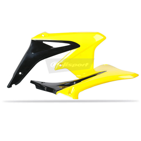 Tampas de Radiador/Depósito POLISPORT para SUZUKI RMZ 450 08-17 Preto/Amarelo