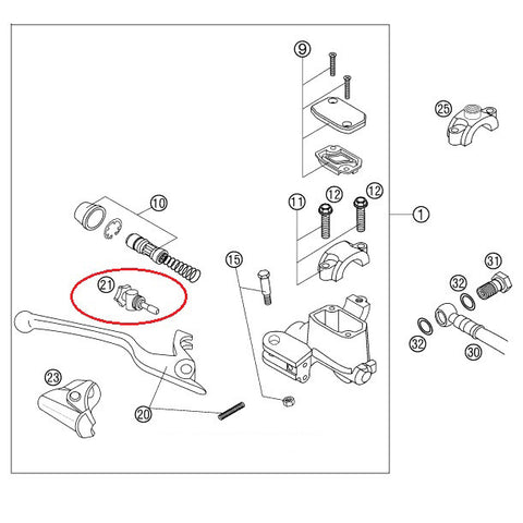 Parafuso Ajuste Manete de Travão Dianteiro KTM EXC/SX 2000-2004