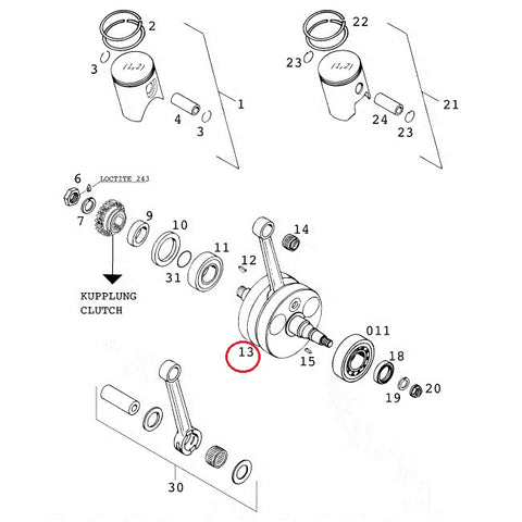 CRANKSHAFT STROKE72 250SX '00