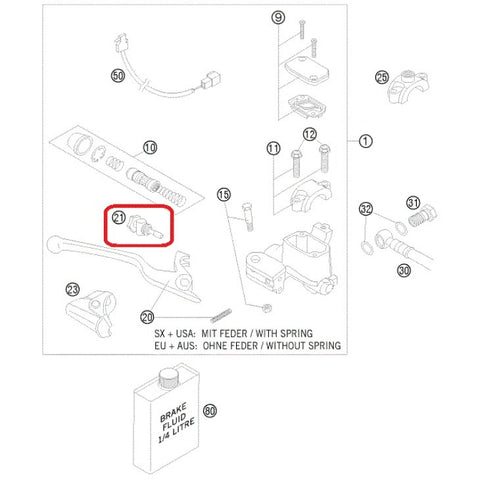 Parafuso Ajuste Manete de Travão Dianteiro KTM