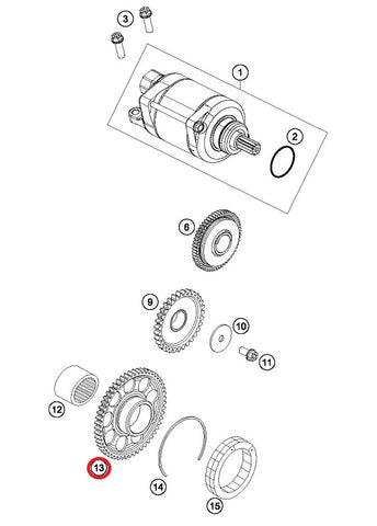 FREE WHEEL GEAR KTM EXC-F 250/350 17-18, SX-F 250/350 16-18, HUSQVARNA FC 250/350 16-18, FE 250/350 17-18