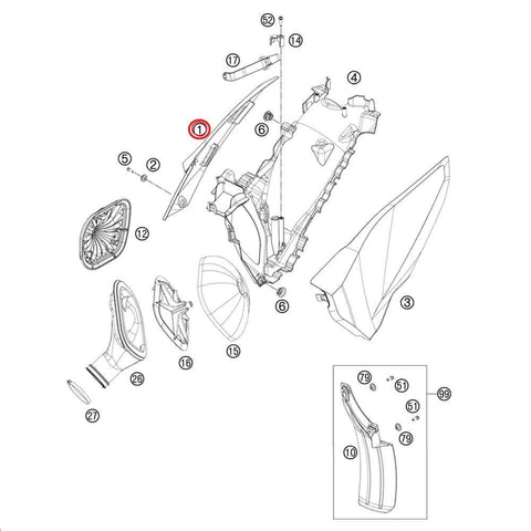 Tampa Lado Direito da Caixa de Filtro de Ar HUSABERG 2013 (com autocolantes)