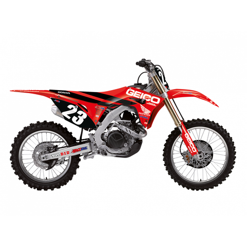Kit de autocolantes e capa de assento BLACKBIRD RÉPLICA TEAM GEICO HONDA 2019 CRF 250R/RX 18-20, CRF 450R/RX 17-20