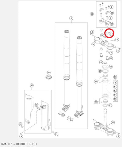 Borracha Mesa de direcção KTM EXC/EXC-F 16-20 SX/SX-F 15-20