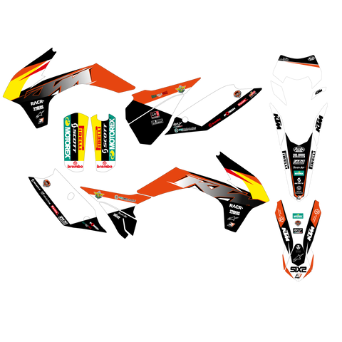 Kit de Autocolantes BLACKBIRD RÉPLICA KTM TROPHY 2021 para KTM SX/SX-F 13-15 e EXC/EXC-F 14-16