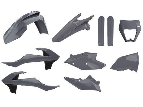 Kit de Plásticos POLISPORT FULL KIT KTM EXC 125/250/300 17-19, EXC-F 250/350/450/500 17-19 Cinzento