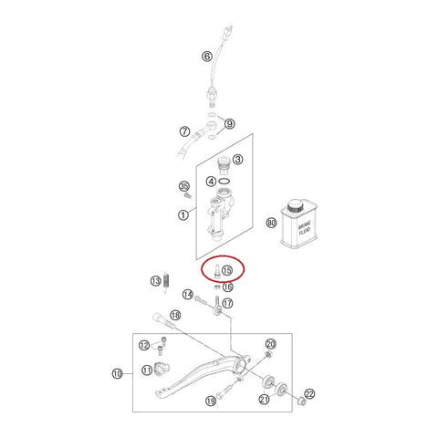 Barra de Pressão Pedal de Travão KTM HUSABERG 28MM (Ref. 15)