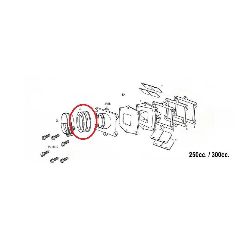 Borracha com Abraçadeiras de Caixa de Lamelas KTM EXC 250/300 02-06