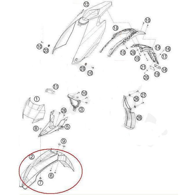 Guarda-lamas Dianteiro HUSABERG 2T e 4T 09-12 (Ref. 02)