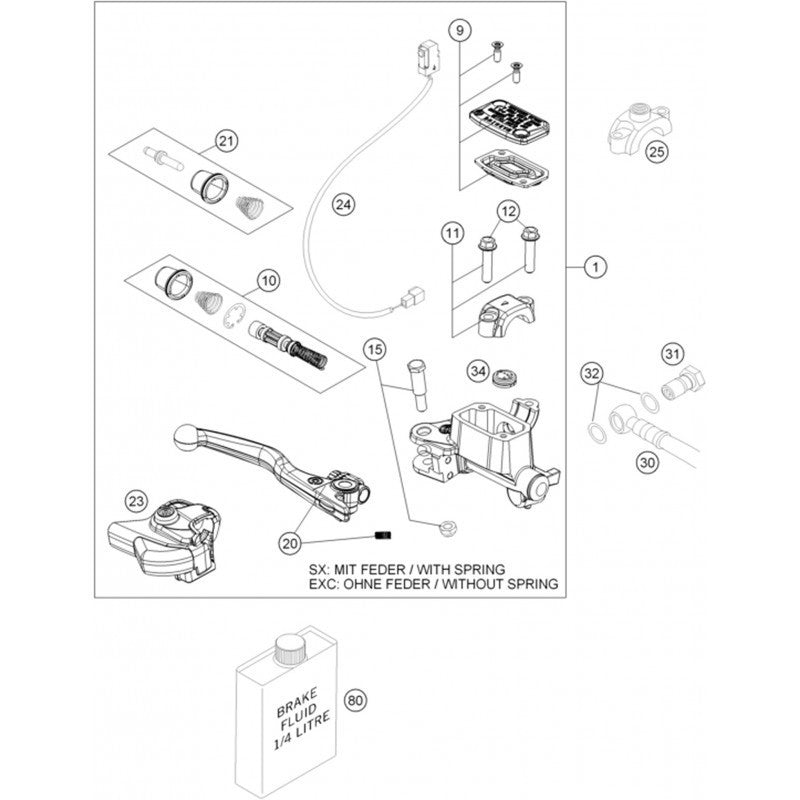 Interruptor Stop Travão Dianteiro KTM EXC 2014-.. (Ref. 24)