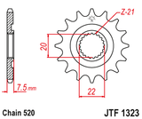 Pinhão de Ataque JT HONDA CRF 250R 04-17, CRF 250X 04-17