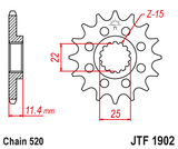 Pinhão de Ataque JT Borracha/Aço KTM 640 ADVENTURE 99-07, 690 ENDURO 08-24, 790 ADVENTURE 19-24, 890 ADVENTURE 21-24