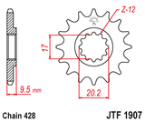 Pinhão de Ataque JT KTM SX 85 04-17, HUSQVARNA TC 85 14-17