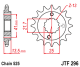 Pinhão de Ataque JT HONDA XL 600 V TRANSALP 88-00, XL 650 V TRANSALP 01-07, XL 700 V TRANSALP 08-13
