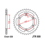 Cremalheira Aço JT para SUZUKI RMZ 250 07-25, RMZ 450 05-25, RMX 450Z 10-20