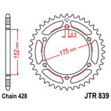 Cremalheira Aço JT para YAMAHA DTR 125 88-05, WR 125 R/X 09-16