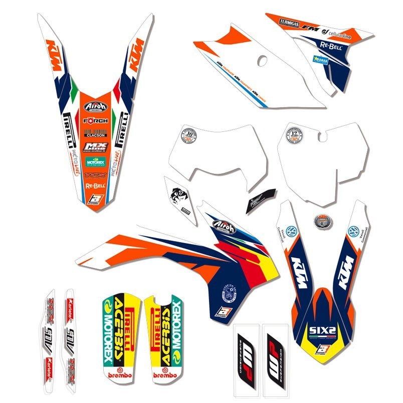 Kit de Autocolantes BLACKBIRD RÉPLICA KTM TROPHY 2017 para KTM SX/SX-F 13-15 e EXC/EXC-F 14-16