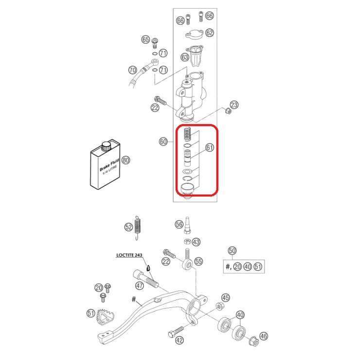 Kit de Reparação Bomba Travão Traseiro para KTM SX 65 04-17, SX 85 03-17 11 MM