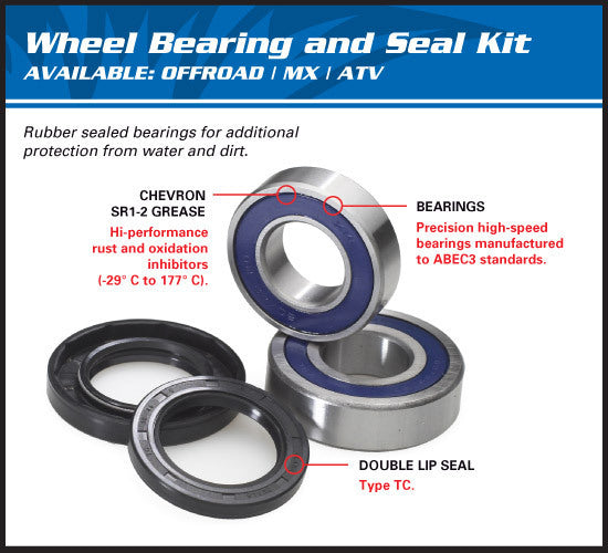 Kit de Rolamentos Roda Dianteira MOOSE RACING YAMAHA WR 250F 01-19, WR 400F 98-00, WR 426F 01-02, WR 450F 03-18