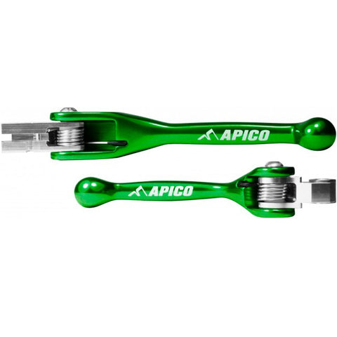 Par de Manetes Flexíveis APICO Verde para KAWASAKI KX 250F 04-12 e KX 450F 06-12