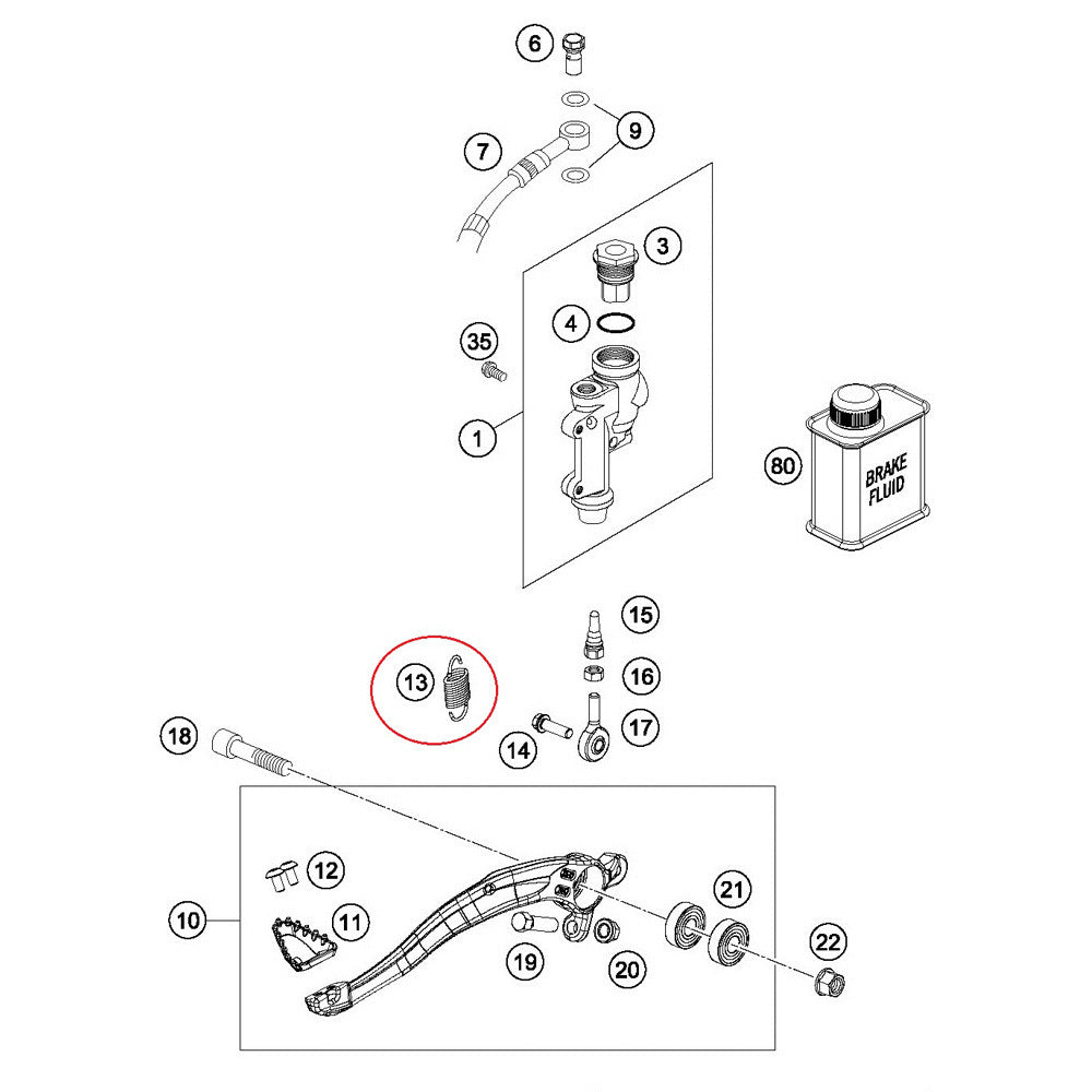 Mola Pedal de Travão Traseiro KTM/ HUSQVARNA 16-23, GAS GAS 21-23