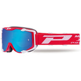 Óculos PROGRIP 3400 MENACE Vermelho/Branco Lente Azul Espelhada