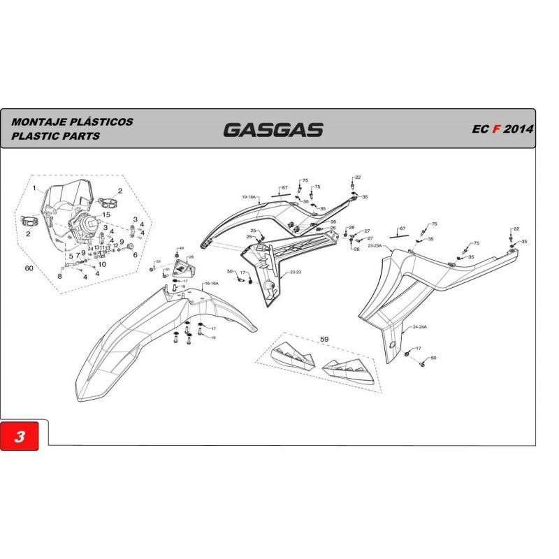 Porta-farol GAS GAS EC 12-17 Vermelho (Ref. 01)