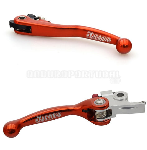 Par de Manetes Articuladas RACEPRO RL#3 KTM EXC 125 14-16 SX 125/150 14-15 Laranja