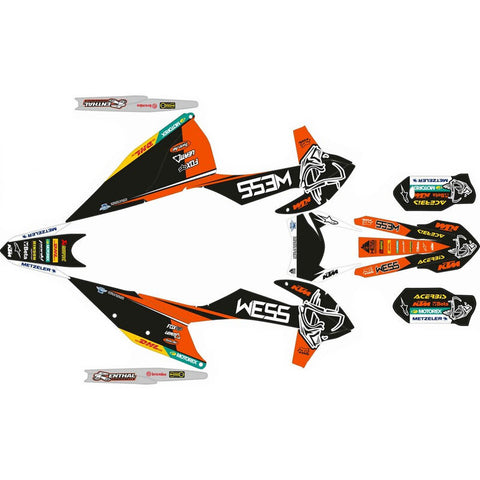 Kit de Autocolantes Completo KTM EXC/EXC-F WESS Laranja/Preto 20-21