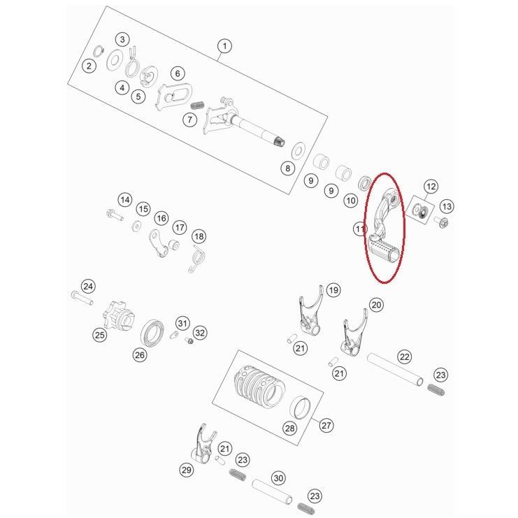 Selector de Mudanças Original HUSQVARNA TC 85 18-25, TC 125 17-22, TE 150 17-23