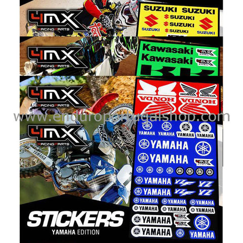 Folha de Autocolantes Variados 4MX (para Honda, Yamaha, Suzuki ou Kawasaki)