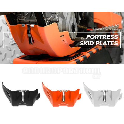 Protecção Cárter POLISPORT FORTRESS KTM SX 250 EXC 250/300 06-16, HUSQVARNA TC 250 TE 250/300 14-16 (Laranja: 35€)