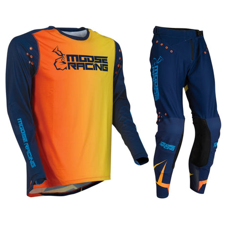 Conjunto MOOSE RACING M1 AGROID Azul Marinho/Laranja 2021