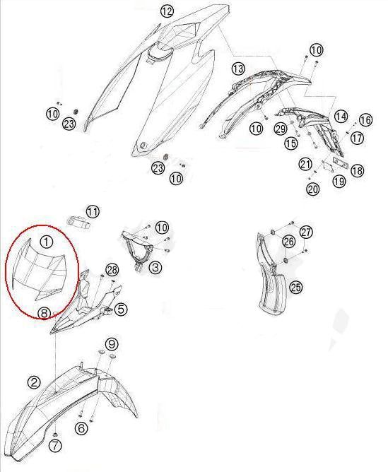Porta-farol Original HUSABERG 2T e 4T 09-14, HUSQVARNA TE/FE 14 (várias cores)