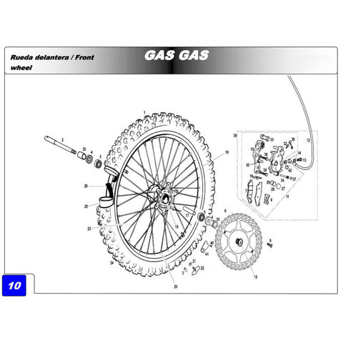Eixo roda dianteira GAS GAS EC 2T (Ref. 02)