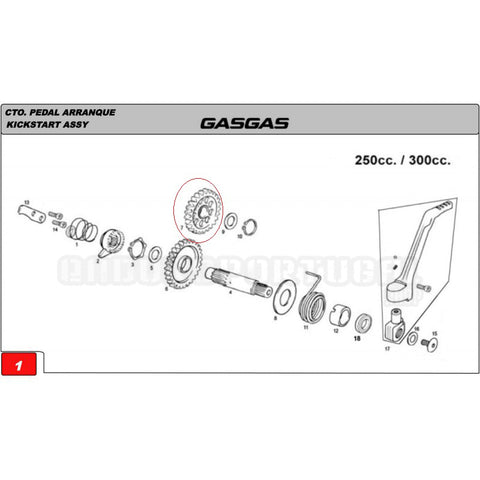 Pinhão intermédio de arranque GAS GAS
