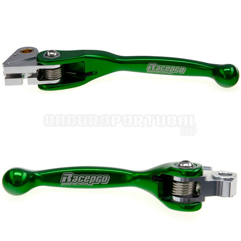 Par de Manetes Articuladas RACEPRO RL#3 KAWASAKI KX 250F 13-20, KX 450F 13-18 Verde